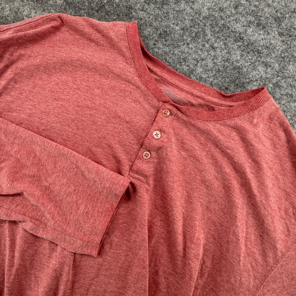 Boca Henley Shirt Mens XL Red Long Sleeve Heathered Cotton Blend Casual‎
